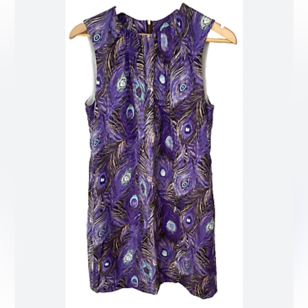 Tory Burch Silk Blend Peacock Feather Dress EUC Size 4